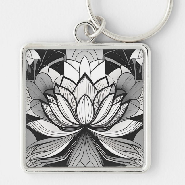 Chaveiro Pingente Lotus Art Déco (Frente)