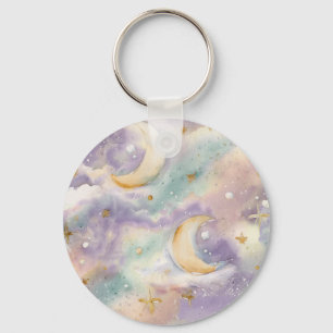Chaveiro Pingente Lua e Estrelas Pastel