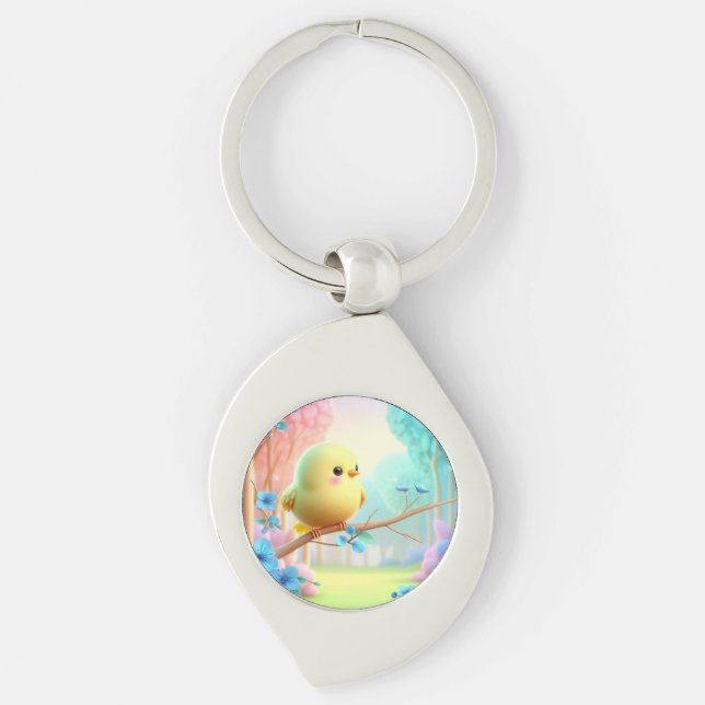 Chaveiro Pingente Pastel Bloom — Charme Floral para Bolsas  (Frente)