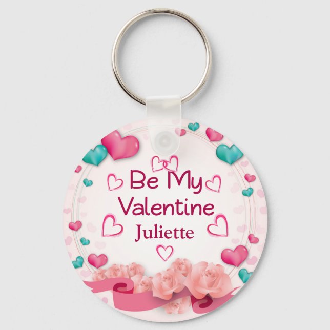 Chaveiro Pingente Personalizado Be My Valentine (Frente)