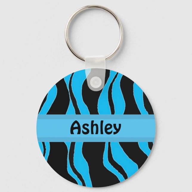 Chaveiro Pingente Personalizado com Listras de Zebra Preto  (Frente)