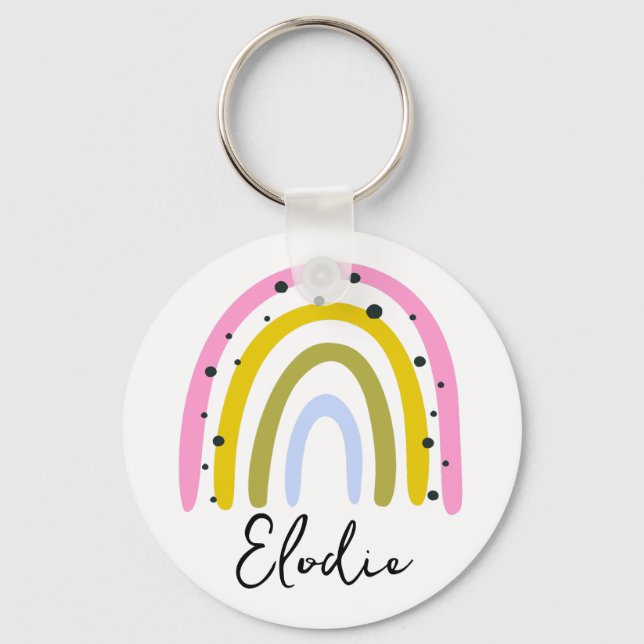 Chaveiro Pingente Personalizado com Nome Arco-Íris Presente (Frente)