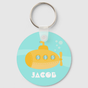 Chaveiro Pingente Personalizado Submarino Amarelo Fofo para
