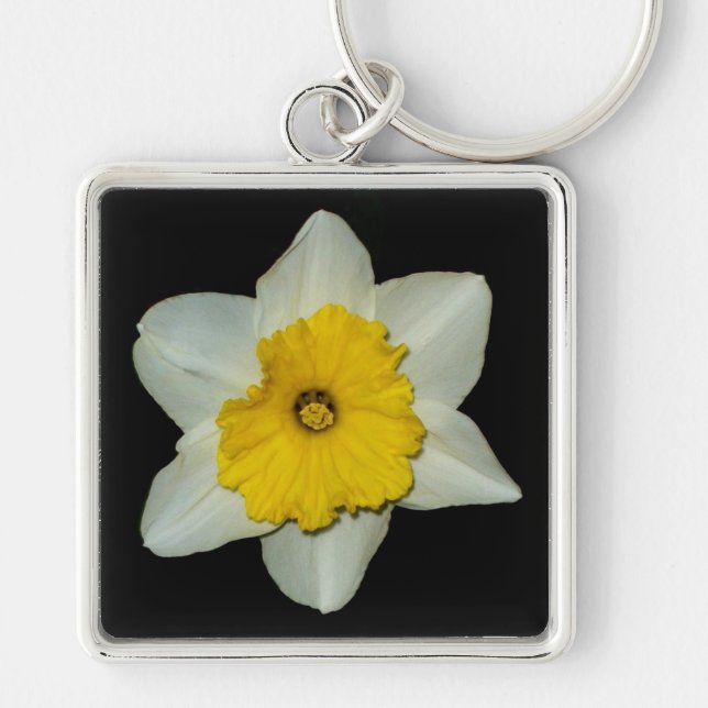 Chaveiro Pingente Premium de Narciso em Close-up (Frente)
