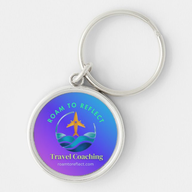 Chaveiro Pingente Roam to Reflect roxo e azul (Frente)