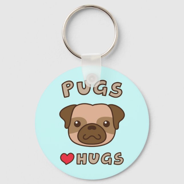 Chaveiro Pingentes de Proprietários de Cães Pug Fofos Amam  (Frente)