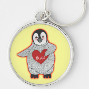 Chaveiro Pinguim com abraços do coração