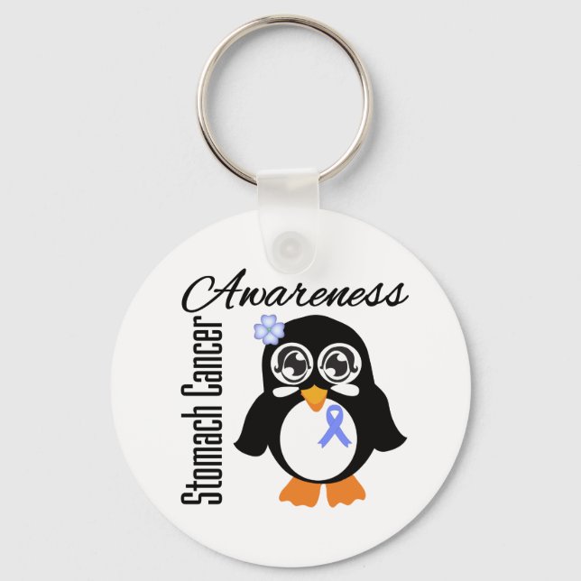 Chaveiro Pinguim de consciência estomacal do Cancer (Frente)