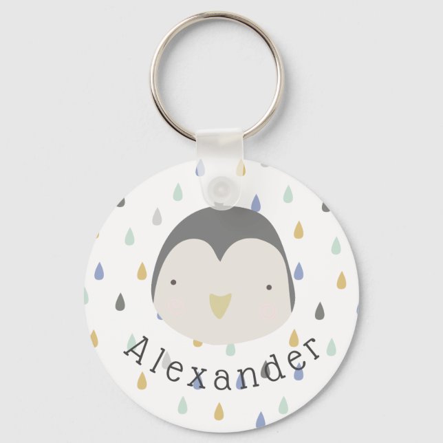 Chaveiro Pinguim de Cute de Nome Personalizável (Frente)