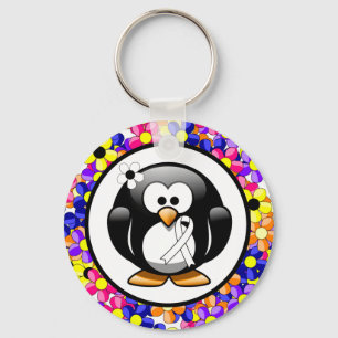 Chaveiro Pinguim de Fita de Sensibilização Branca