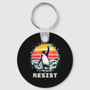 Chaveiro Pinguim Engraçado Resiste Pinguins em Protesto Con