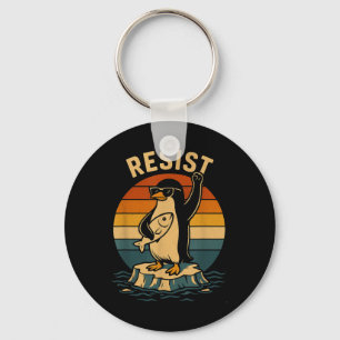 Chaveiro Pinguim Engraçado Resiste Pinguins em Protesto Con