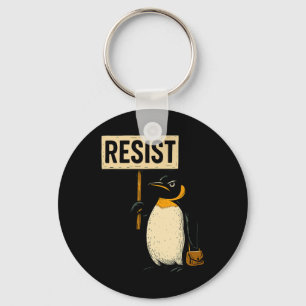 Chaveiro Pinguim Engraçado Resiste Pinguins em Protesto Con
