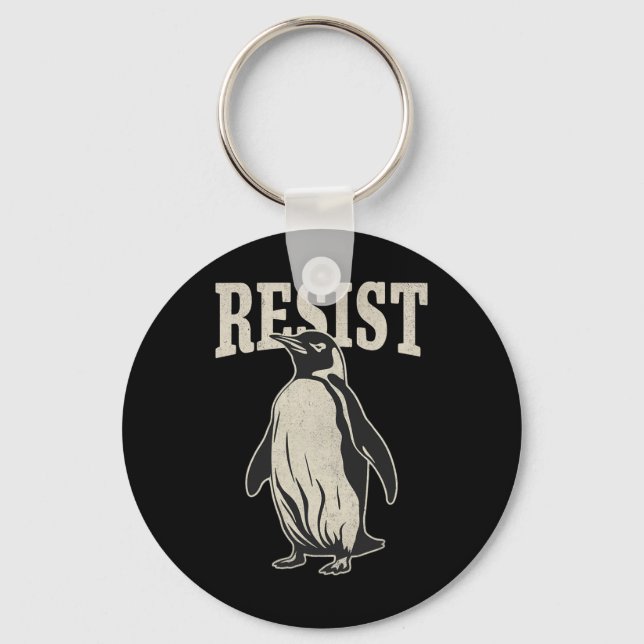 Chaveiro Pinguim Engraçado Resiste Pinguins Legal (Frente)