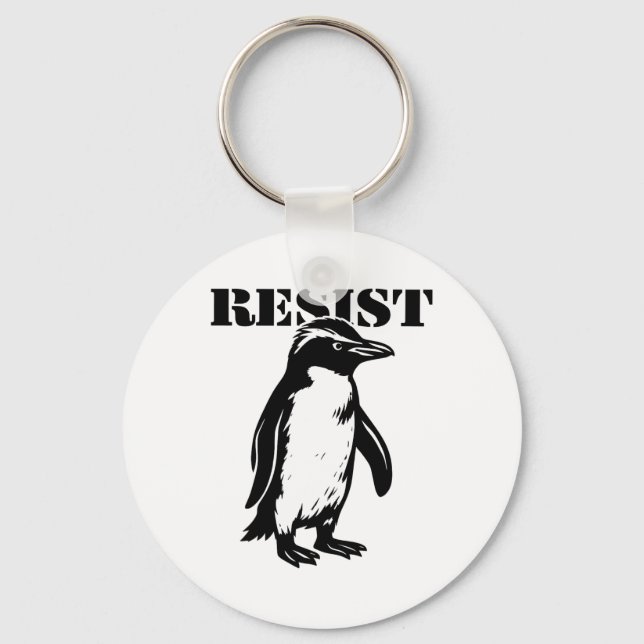 Chaveiro Pinguim engraçado resiste protesto contra tarifas (Frente)
