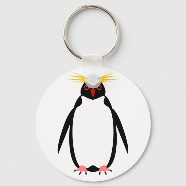 Chaveiro Pinguim engraçado rockhopper ou macaroni (Frente)