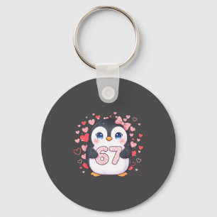 Chaveiro Pinguim Fofo 67 Seis Sete Corações de São Valentim