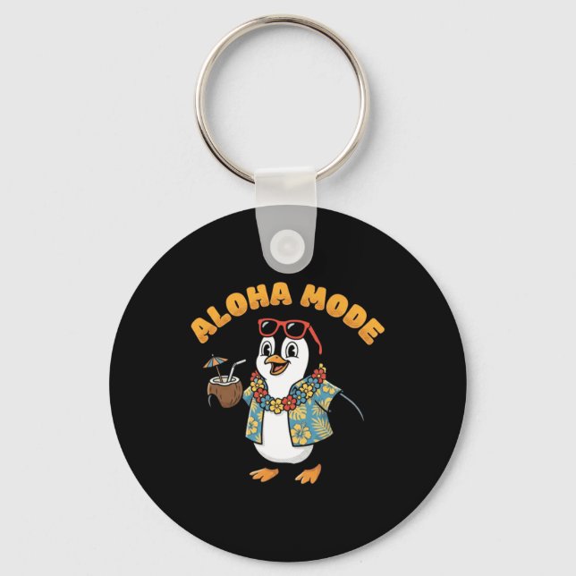 Chaveiro Pinguim Fofo Vintage Havaí Modo Aloha Retro (Frente)