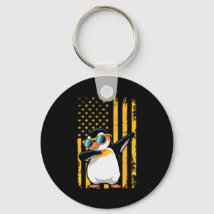 Chaveiro Pinguim Gráfico Bandeira Americana Retro Pinguim E