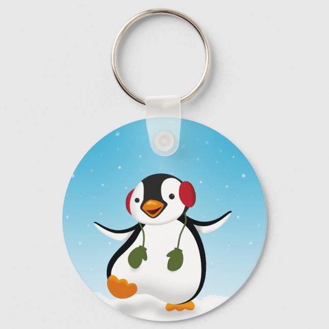 Chaveiro Pinguim Inverno Engraçado (Frente)