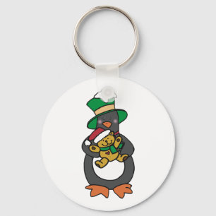 Chaveiro Pinguim Irlandês Segurando Urso de Natal
