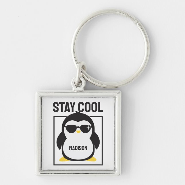 Chaveiro Pinguim legal de nome personalizado (Frente)