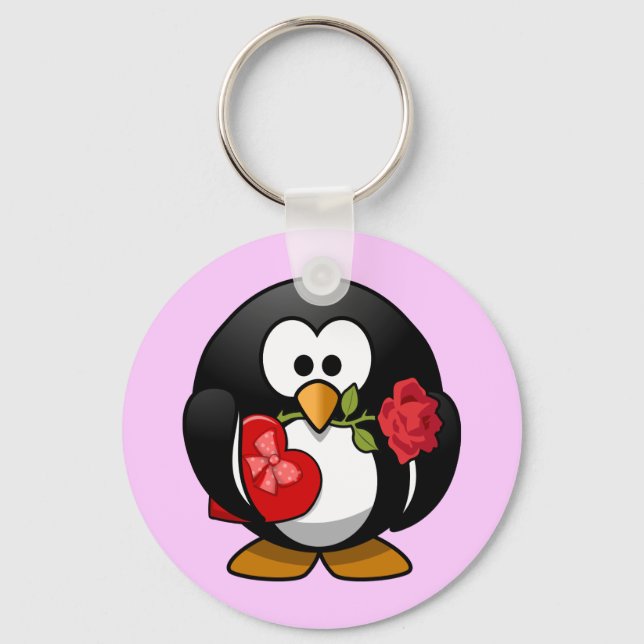 Chaveiro Pinguim Namorados animado bonito (Frente)