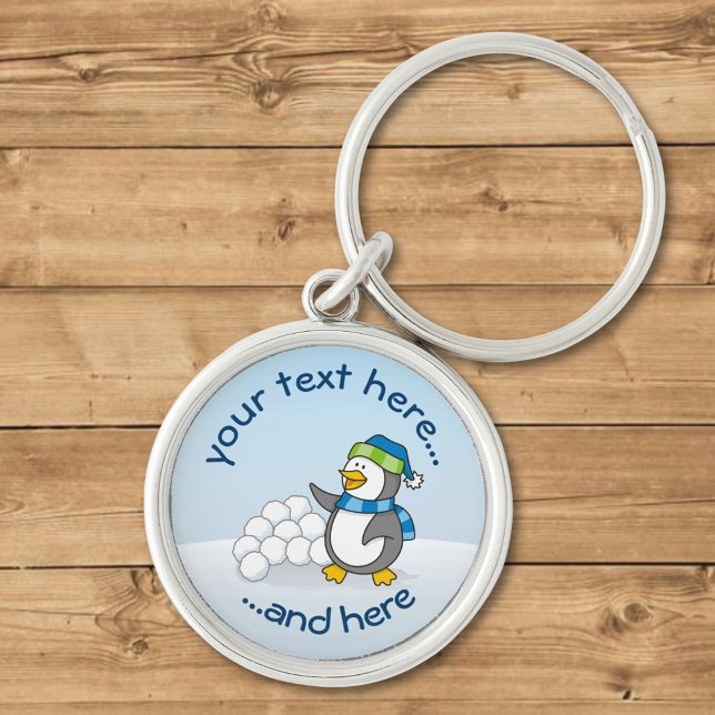 Chaveiro Pinguim pequeno com bolas de neve balançando (Criador carregado)