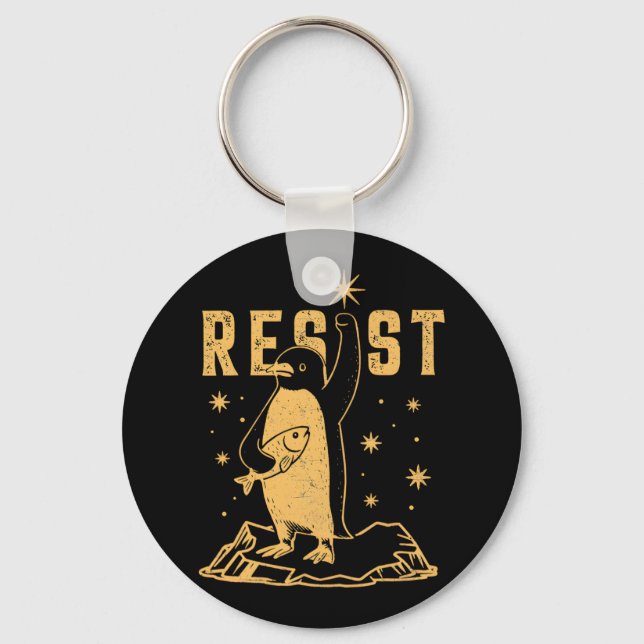 Chaveiro Pinguim resiste aos pinguins protestando contra ta (Frente)