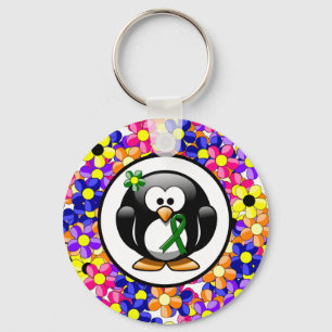 Chaveiro Pinguim verde da fita da consciência