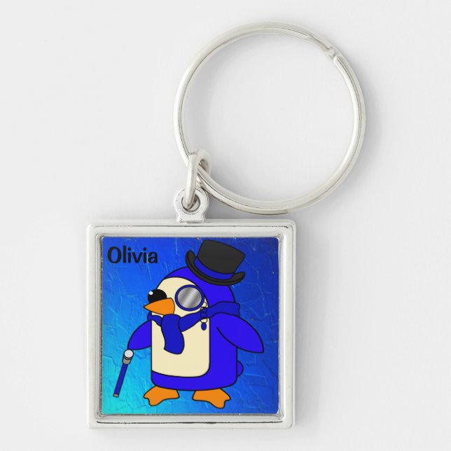 Chaveiro Pinguin ultramarino, cartoon cônico (Frente)