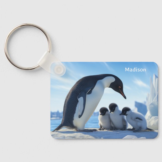 Chaveiro Pinguins de Cubo de Nome Personalizado (Verso)