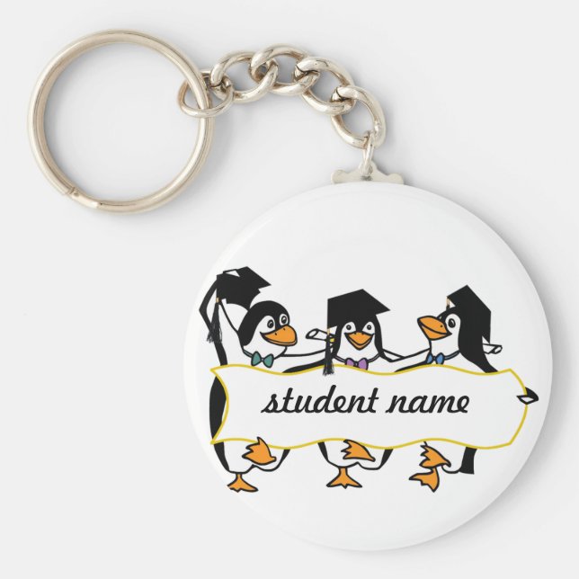 Chaveiro Pinguins de Graduação em Cuta com Banner (Frente)