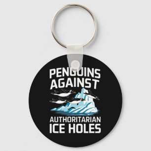 Chaveiro Pinguins de Trump Contra Buracos de Gelo Autoritár