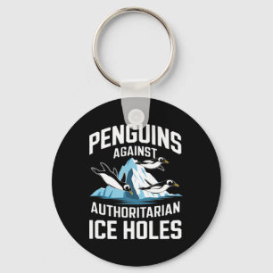 Chaveiro Pinguins Trump Contra Buracos de Gelo Autoritários