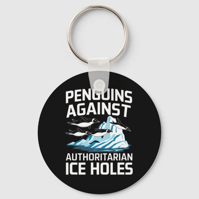 Chaveiro Pinguins Trump Contra Buracos De Gelo Autoritários (Frente)