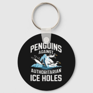 Chaveiro Pinguins Trump Contra Buracos de Gelo Autoritários