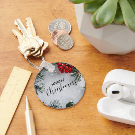 Chaveiro Pinheiro Coberto De Neve, Holly Berries, Não Foto