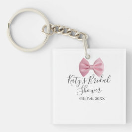 Chaveiro Pink bow bridal shower name date pastel stylish te