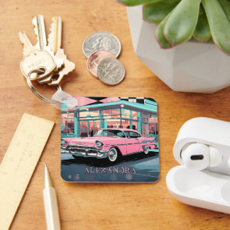 Chaveiro Pink Car 1950s Diner Retro Mid‑Century Custom