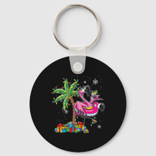 Chaveiro Pink Flamingo de Natal Palm Tree Tropical Xmas Ho