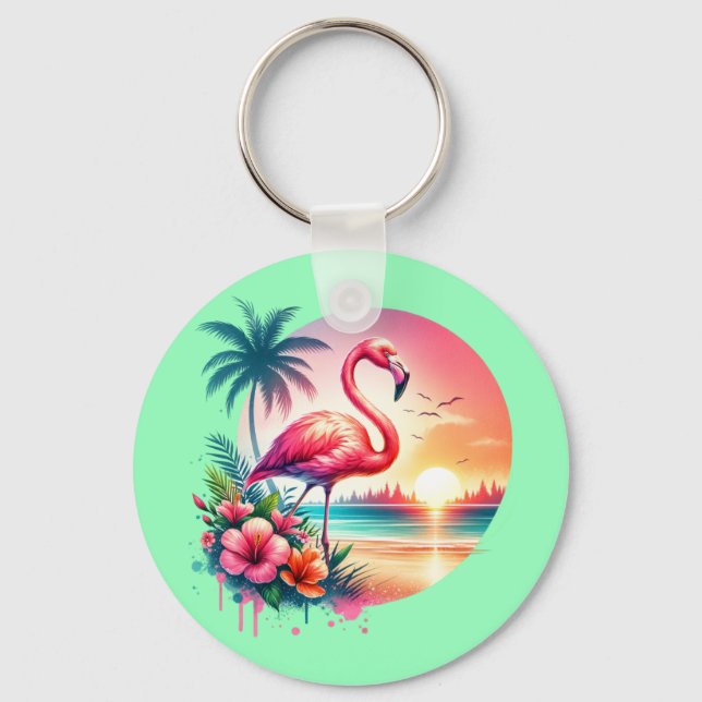 Chaveiro Pink Flamingo Sunset Clipart-93938 (Frente)