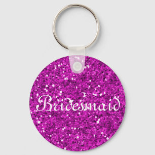 Chaveiro Pink Glitter Heart Personalized Bridesmaid