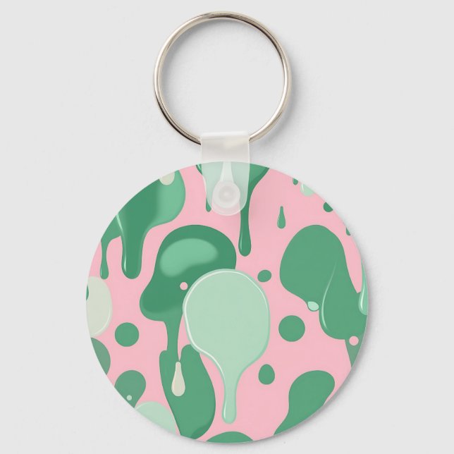 Chaveiro Pink Mint Green Melting Drip Pattern Abstract  (Frente)