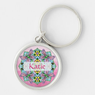 Chaveiro Pink Personalizado e Borboleta Azul Mandala
