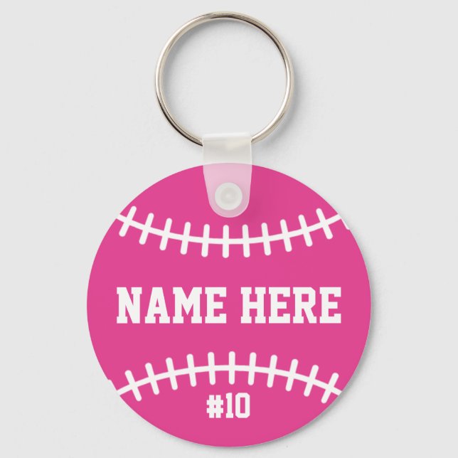 Chaveiro Pink Softball Keychain Girls Team Athletes Player (Frente)