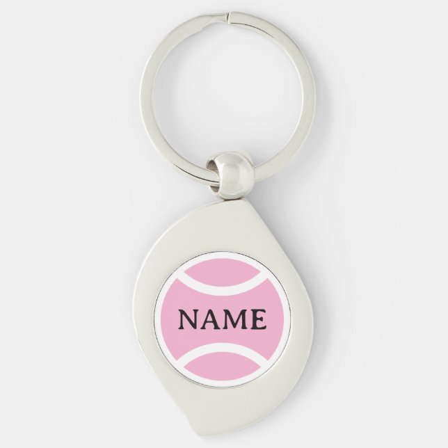 Chaveiro Pink tennis ball logo keychain with custom name (Frente)