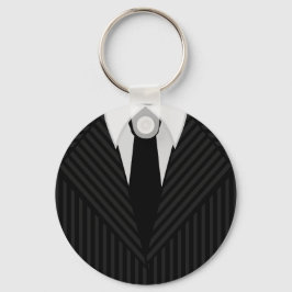 Chaveiro Pinstripe Suit e Tie Mens Classic Round Keyring