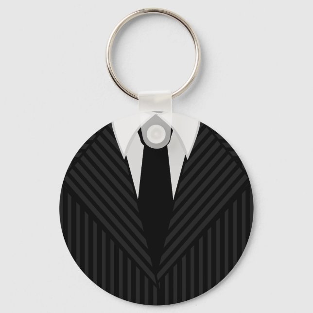 Chaveiro Pinstripe Suit e Tie Mens Classic Round Keyring (Frente)