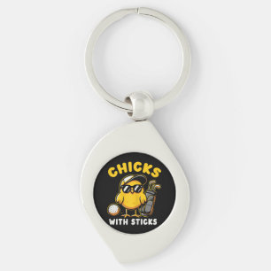 Chaveiro Pintinhos Com Sticks Golfer Girl Gol
